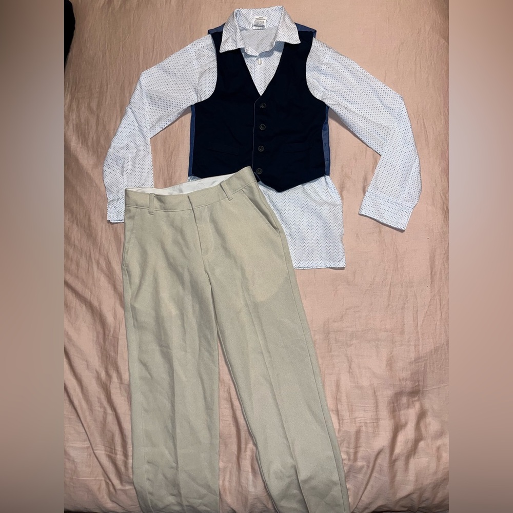 Van Heusen Boys 3 Piece Formal Shirt, Vest, and pant set